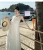 Casual Dresses Wedding White Dress Off Shoulder Hault Long Korean Style Boho Beach Backless Lace-up A Line Vestidos Drop