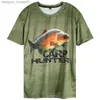 Men's Hoodies Sweatshirts Summer Harajuku Carp Fish Print Mens T-shirt casual breathable round neck short sleeved sports oversized T-shirt C240412