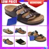 Designer Slippers slides sandals Summer Flats Sexy real leather platform Shoes Ladies Beach Slides 2 Straps Adjusted Gold Buckles luxury top quality comfort