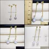 Dangle & Chandelier Water Drop Freshwater Pearls Stud Earrings For Women Statement S925 Sier Simple Long Wholesale Prevent Delivery J Dh1Qs