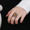Clusterringen Vintage Natural Rhodochrosite 925 Sterling Silver Jewelry Dames Fine Tiger Eye Gift Finger Ring Groothandel