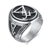 Sigil Of Lucifer Satanic Rings For Men Stainless Steel Symbol Seal Satan Ring Demon Side Jewelry Cluster9856707