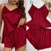 Sexig pyjamas Lady Summer Chemise Pyjamas Suit Night Outfit Big Size 4xl 5xl Y Women Satin Nightwear New Sleepwear Cami Shorts 2pcs Pyjamas L410