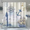 Shower Curtains Sailboat Curtain By Ho Me Lili With Hooks Lighthouse Compass Anchor Decorative Polyester Fabric Waterproof