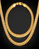 18quot32quot Men Gold Chain 18K Real Gold Plated Wheat Chain Halsband Armband Hip Hop Jewelry Set1607351