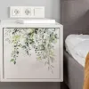 Green Leaves Flowers Plant Wall Sticker For Bathroom Toilet Cabinet Decor Mural Beautify Self-adhesive Decals Home Decoration
