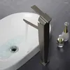 Bathroom Sink Faucets Brushed Nickel Basin Faucet And Cold Water Waterfall Brass Tap Tall Wash Mixer