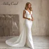 Ashley Carol Mermaid Brautkleider für Frauen 2023 Satin abtrennbarer Zug V-Ausschnitt Empire 2 in 1 Hochzeitskleid Vestidos de Novia