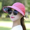 Visors szerokie Grzbiet Kapelusze Kaptaże Summer ochrona przed słońcem Kapelusz Słońca Kobiety szeroko zakrojone brzegi damskie dziewczyna wakacje UV ochrona Sun Hat Beach Packable Visor Hat 24412