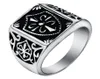 Mode guldfärg fleur de lis sköld ringer mäns silverfärg crest signet ring rostfritt stål cyklist smycken storlek 7-1417763016