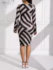 Autunno estate elegante colorblock a strisce stampato da donna africana africane ol casual rotonde abiti magri magro slim cotosidos 240412