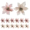 Decoratieve bloemen 24 PCS Kerstbloembruiloft Decoraties Kunstmatige boom Glitter Imitatie Doek Poinsettia Rose Gold Garland