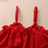 Girl's Dresses Children Girl New Years Red Princess Dress Off Shoulder Belt Sling Dress Birthday Gifts Party Clothing for Kids Girl 2-7 Years Y240412