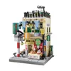 4 en 1 Mini City Street View Blocs Building Blocs Barber Shop Madware Store Modèles de dépanneur Modèles Bricks Children Toys Cadeaux