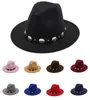 British Style Woll Jazz Cap Hut für Frauen Vintage Utumn Winter Ladies Fedora Hüte mit Metallgürtel Frauen Weitkrempeln GH2184981881