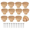 Plaques décoratives Boho Roard Dressher Bouton Round Dother Wooden Dather Fabriqué à la main et Vis pour meubles 12pcs