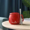Керамическая чашка Керамика Студент Студент Домохозяйный Завтрак вода Женская кружка кофе с крышкой ложкой