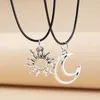 Pendant Necklaces 2Pcs/Set Fashion Silver Color Sun Moon For Women Vintage Punk Metal Star Clavicle Chains Choker Jewelry Gifts