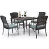 Pamapic Patio Dining Table Set 5 Piece, Garden Dining Set, Outdoor Wicker Furniture Set with Square Plastic-Wood Table Top