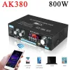 Förstärkare AK380 800W Hembil POWER -förstärkare 2 Channel Bluetooth 5.0 Audio Digital Amplifier FM USB Fjärrkontroll HIFI Stereo Subwoofer