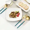 Conjuntos de utensílios de jantar conjunto de aço inoxidável jantar preto faca dourada garfo de talheres de talheres de cozinha talheres de mesa de mesa