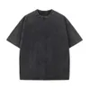 230г хлопковое ретро -футболка с капельными рукавами для мужчин женщины винтажные шортлев T Рубашки с твердым цветом Hip Hop Loak Tees 240402