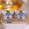 Kolczyki stadninowe Śliczne żeńskie niebieskie kamienne motyle vintage srebrny kolor biżuterii ślubnej dla kobiet