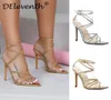 Womans Gold High Heels Shoes European och AmericanStyle Crosswoven Strap Pointy Sandals Silver Large Size Shoes96666400