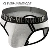 Clever-Menmode Men's Sexy Back Backbock Open Brikes Open Hip Panties Jockstrap T Back Big Penis Bag Calcinha gay biquíni de maricas gays