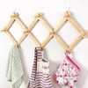 Hooks Kitchen Bamboo Foldable Crochet HAPPET MUR MURS CLAYS CHAPLE SAC Vêtements de vêtements Organisateur de serviette suspendue