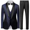 Men's Suits Blazers Coat Vest Pants 3 Piece Suit Set Luxury Groom Wedding Dress Party High End Waistcoat Slim Fit Lapel Blazer Jacket Men Trousers