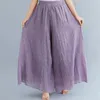 Dames broek vrouwen wijd been vaste kleur katoen linnen culottes elastische hoge taille lange broek casual oversized rok streetwear