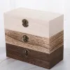 Plain Wooden Jewelry Box Rectangular Storage Box Clamshell Wooden Gift Box Wedding Supplies Ring Box Desktop Decoration