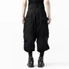Мужские брюки дизайнер Dark Avant-Garde Style, асимметричный многосайный укороченный черный комбинезон