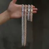 14 mm högkvalitativ diamant kubansk länkkedja med certifikat hiphop 925 silver halsband män smycken