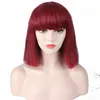 Purple Short Straight Hair Fashion Lady Sexy Natural Fluffy Role Ping Wig Synthetic Short Hair Bob Short Hair Black and White Women Wig Daily Work Party