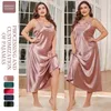 Nightgown de soie de nuit pour femmes pour femmes robe nocturne satin lâche porte à la maison en taille plus à la taille de la nuit sexy