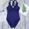 Swimwear pour femmes volants Backless Bikini High Waist Monokini V-Neck Swimsuit Push Up Vacation Femmes Femmes One-Piece Bathing Costume Bikinis