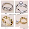 Schmuckeinstellungen 925 Sier DIY Pearl Ring glänzender Zirkon für Frauen Mädchen Mode verstellbare Größe Geschenk Drop Lieferung Dhgarden Dhjwz