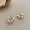 Dangle Ohrringe Korea Vintage unregelmäßige geometrische C -Form großer kleiner Imitation Pearl Metall Stud für Frauen Party Schmuck