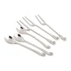 Din sets Sets AT35 7 PCS SWAN BASE HOLDER SET SETLY Coffee Cake Cake Fruitsales Salad Dessert Flatse Theelspoon