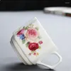 Filiżanki spodki europejskie pastoralne ceramiczne ręcznie malowane przeciwpaczanie kawy kubek kubek prosty herbata domowa biuro woda filiżanka kreatywna teacup