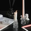 3pcs Candelas de vidrio nórdico European Candles Topeadores Tabla de velas Soporte de velas Smalltealight Decoración del hogar
