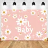 Baby Girls 1st Birthday Backdrop Boho Rainbow Colorful Daisy Peace Love Cake Smash Kid Party Decor Photography Background Banner