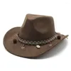 Bérets Unisexe Cowboy Chapeaux Western Caps pour les femmes et les hommes en daim 57-58 cm Coquilles décoratives