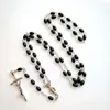 Chaines Collier de perle ovale Crystal Rosaire Chaîne de pendentif crucifix catholique pour femmes adolescentes