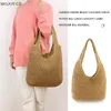 Tas mode vrouwen solide kleur onderarm strand vakantie stro geweven handtas dames casual grote capaciteit schouder