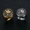 Hip Hop Shield Titanium Steel Casting Ring 18K Real Gold Plated Mens smycken