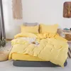 Set di biancheria da letto Coper del piumone con foglio piatto King Size Roupas de Cama Giallo Colore Puntatore Set per letto a doppio letto 150x200