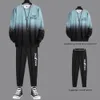 2023 Spring Autumn Mens Tracksuit Classic Fashion Trend Waffle Ger TwoPiece Male Male Loose Pulloverdoor Running Pants Set 240410